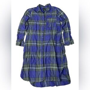 Forever 21 Purple Plaid Flannel Shirt Dress with Pockets - Size Large